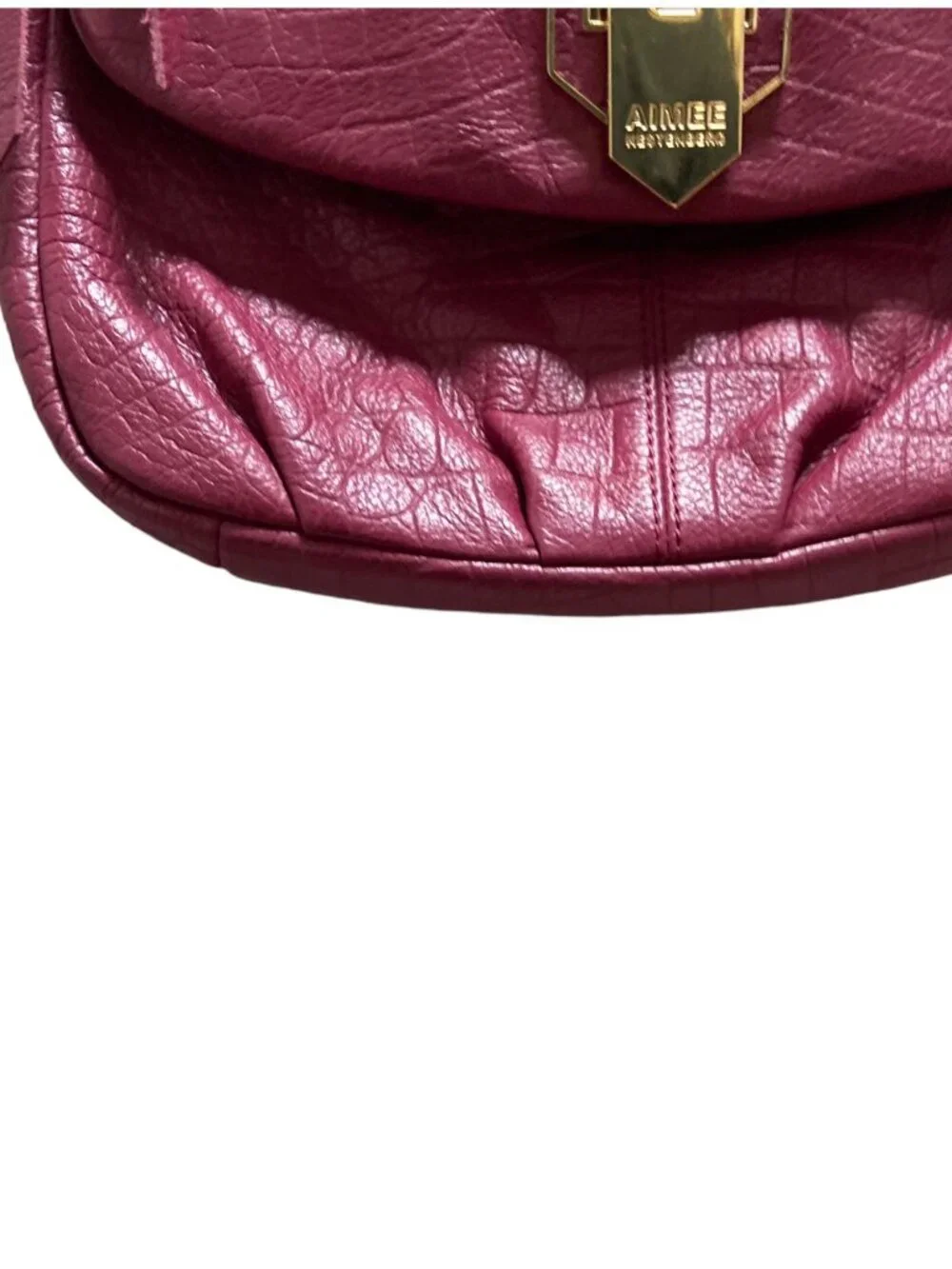 Aimee Kestenberg Genuine Leather Shoulder Bag Red One Size Preppy Classic Cute
